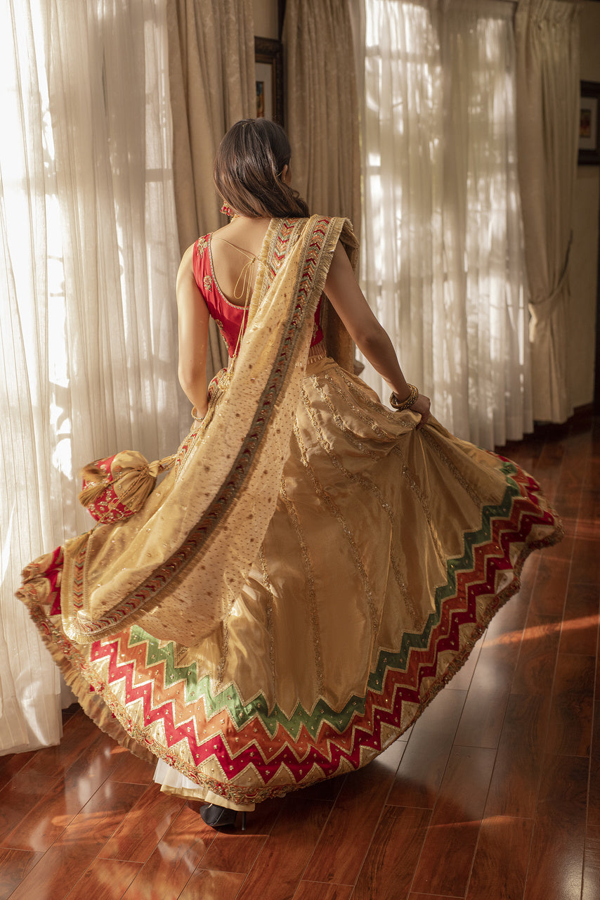 Red and Gold Lehenga