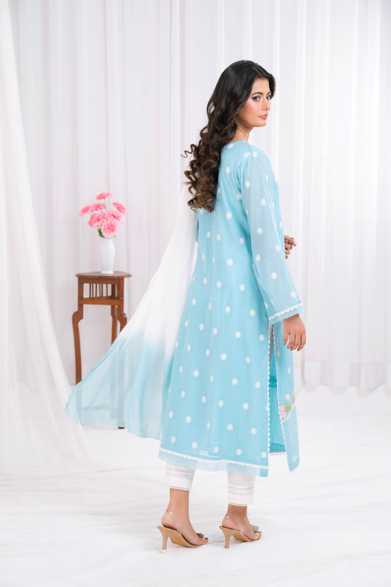 Blue Khaddi cotton Embroided