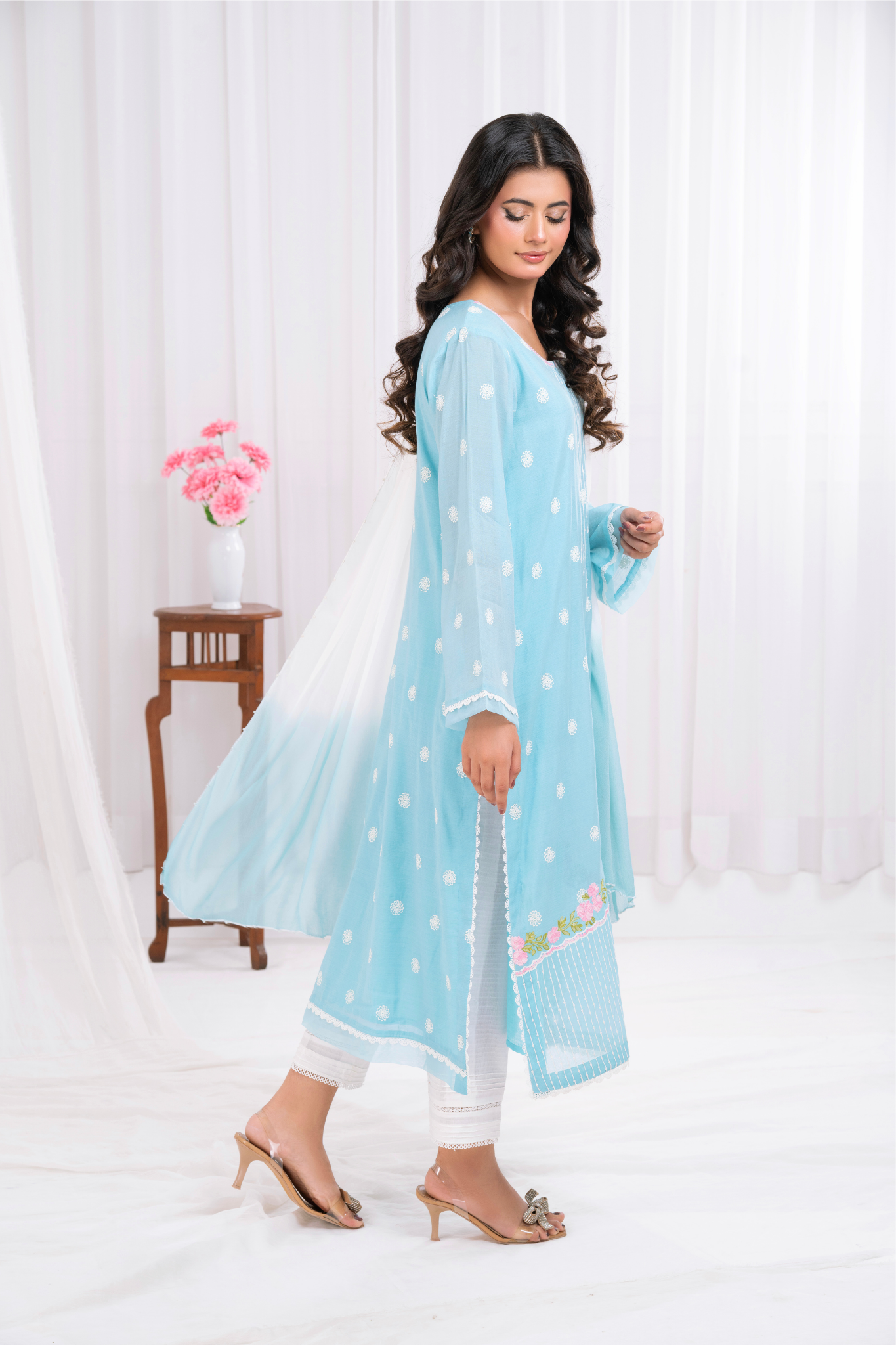 Blue Khaddi cotton Embroided