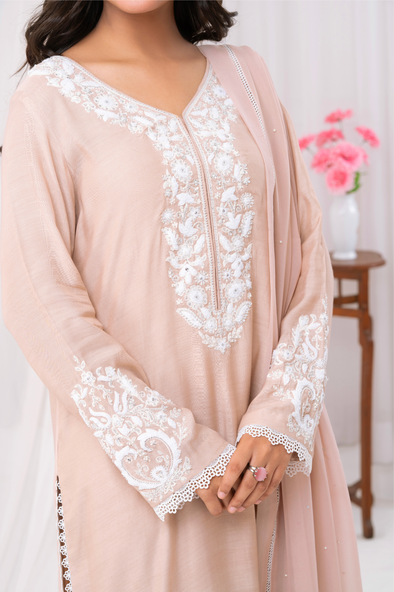 Beige Khaddi Silk