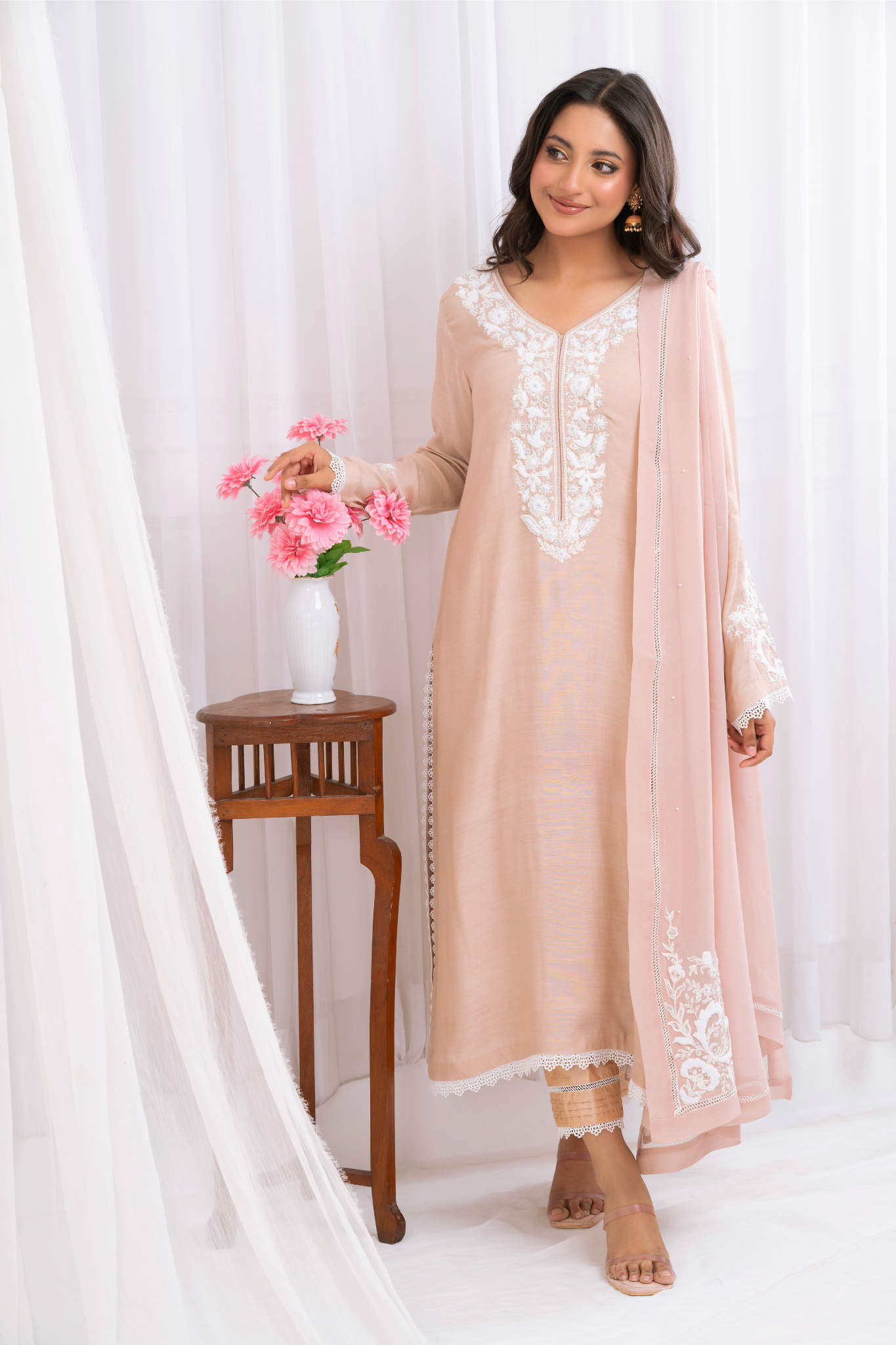 Beige Khaddi Silk