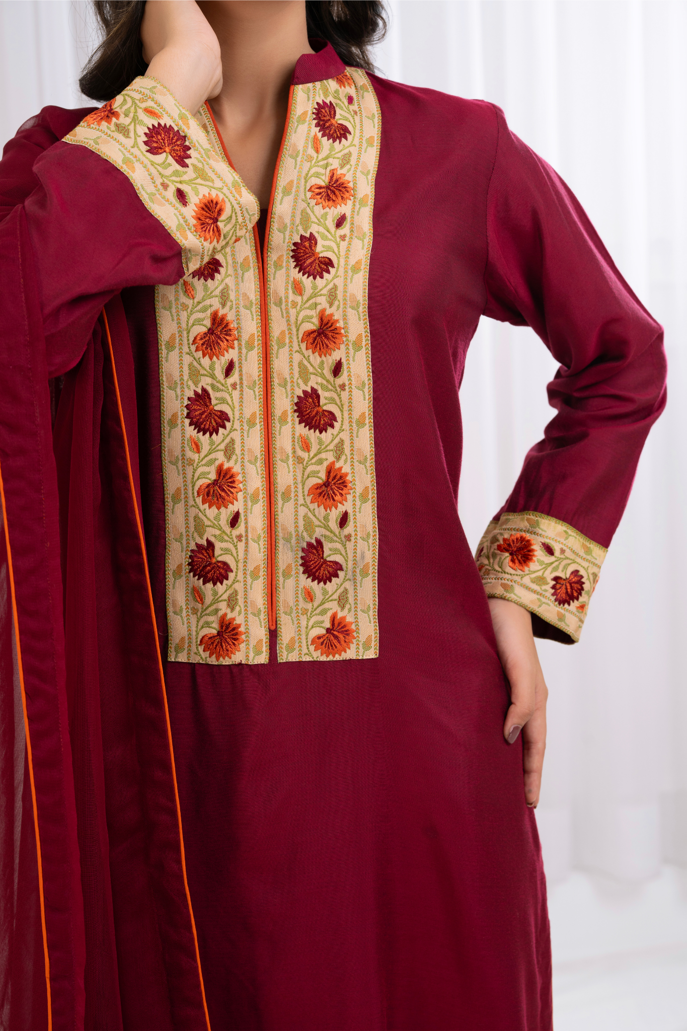 Maroon Khaddi Silk