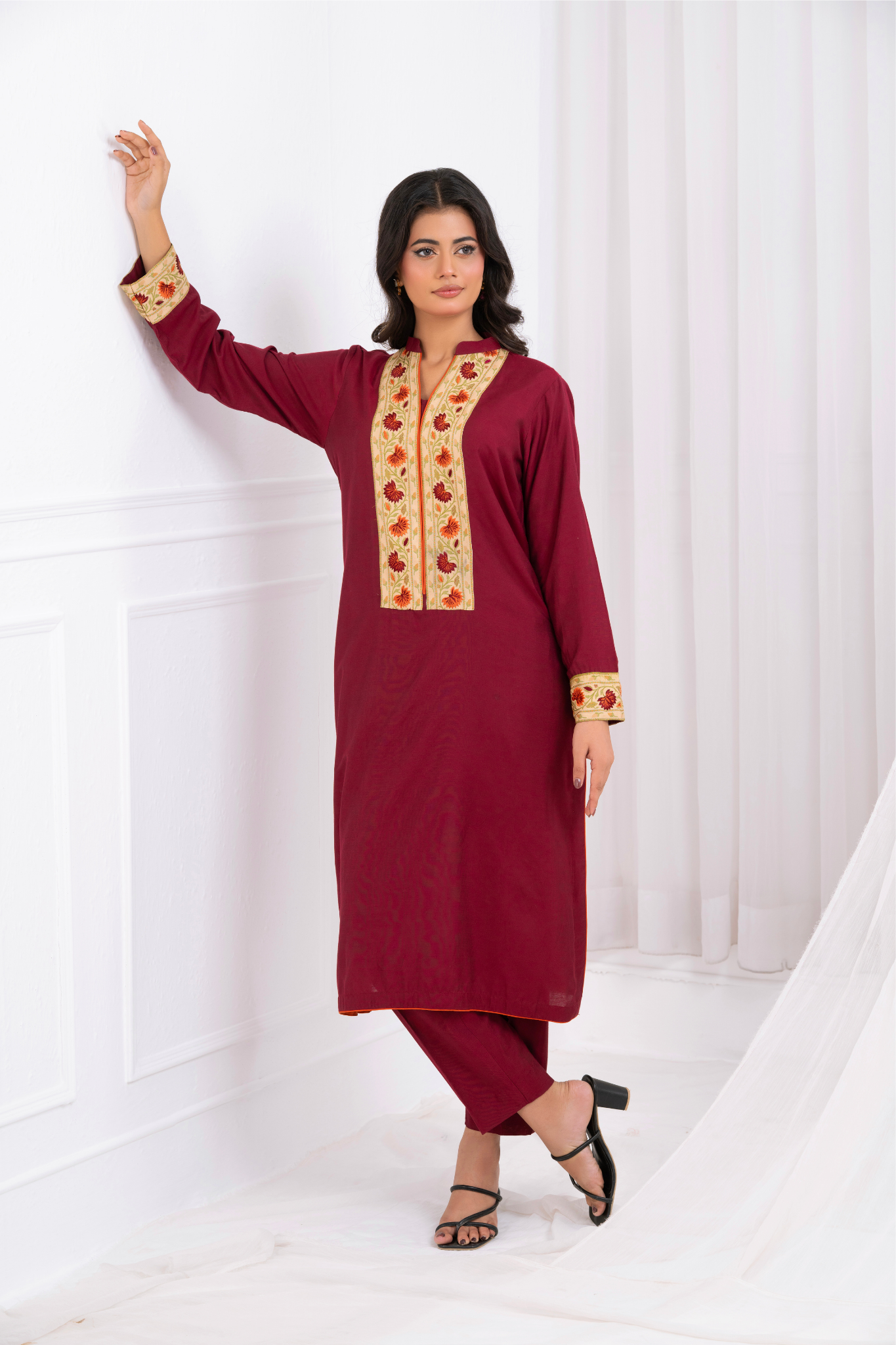 Maroon Khaddi Silk
