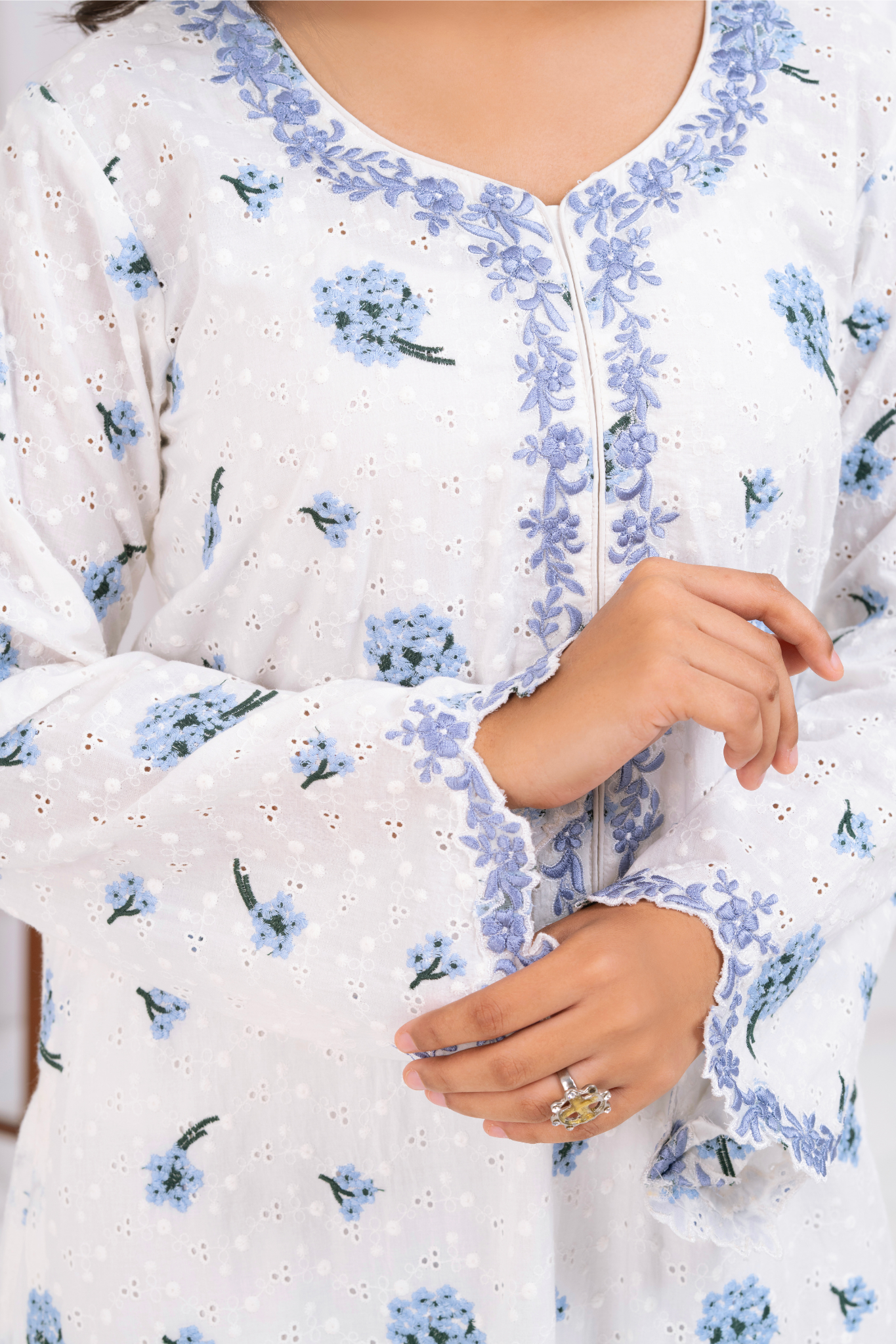 White Chicken with Blue Lace