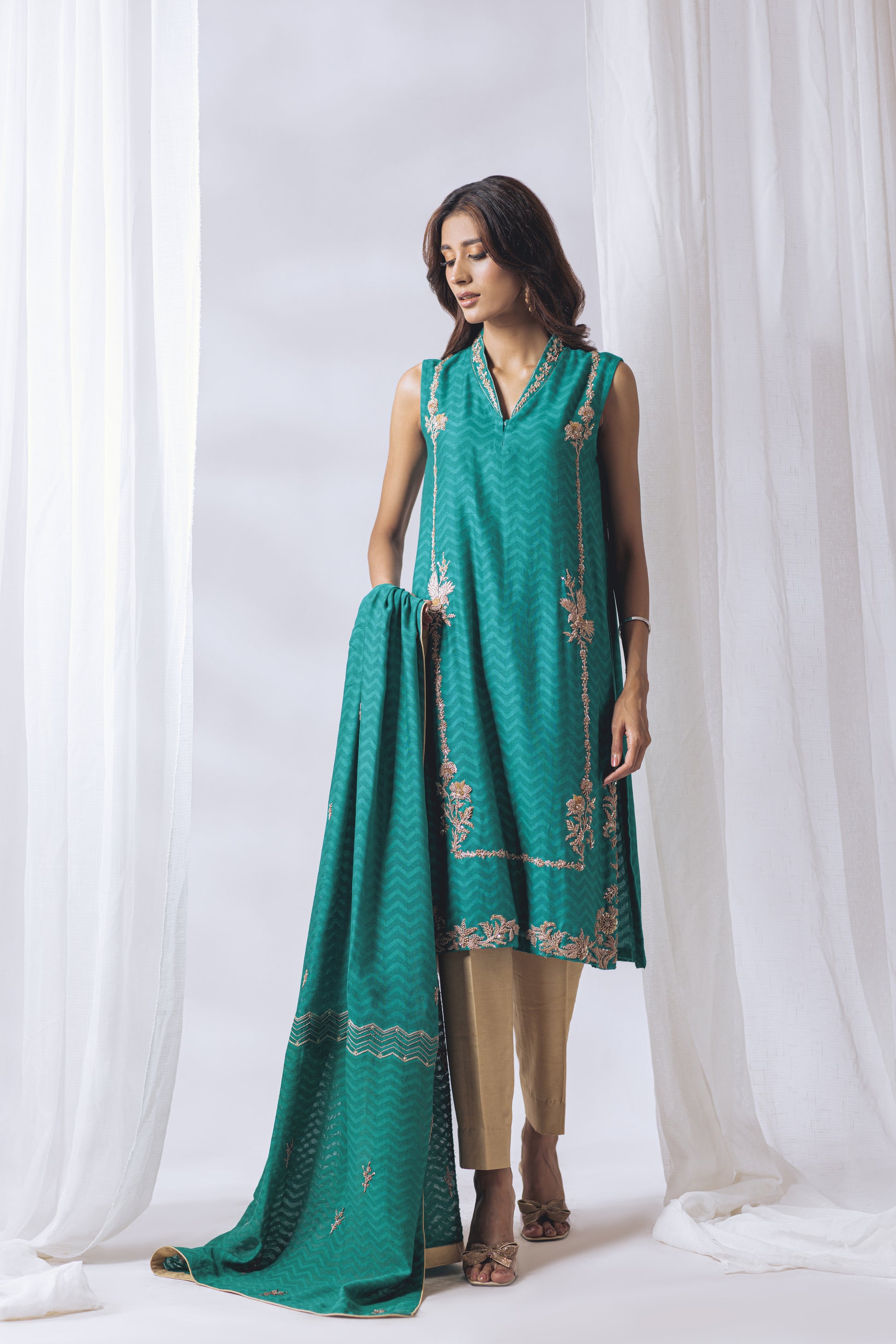 persian green dress Cross draped neck mini dress-Persian Green
